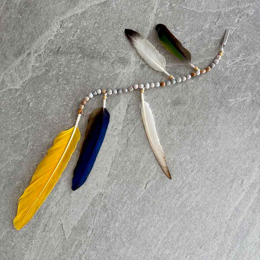 Korálky s peřím do vlasů - Amarela