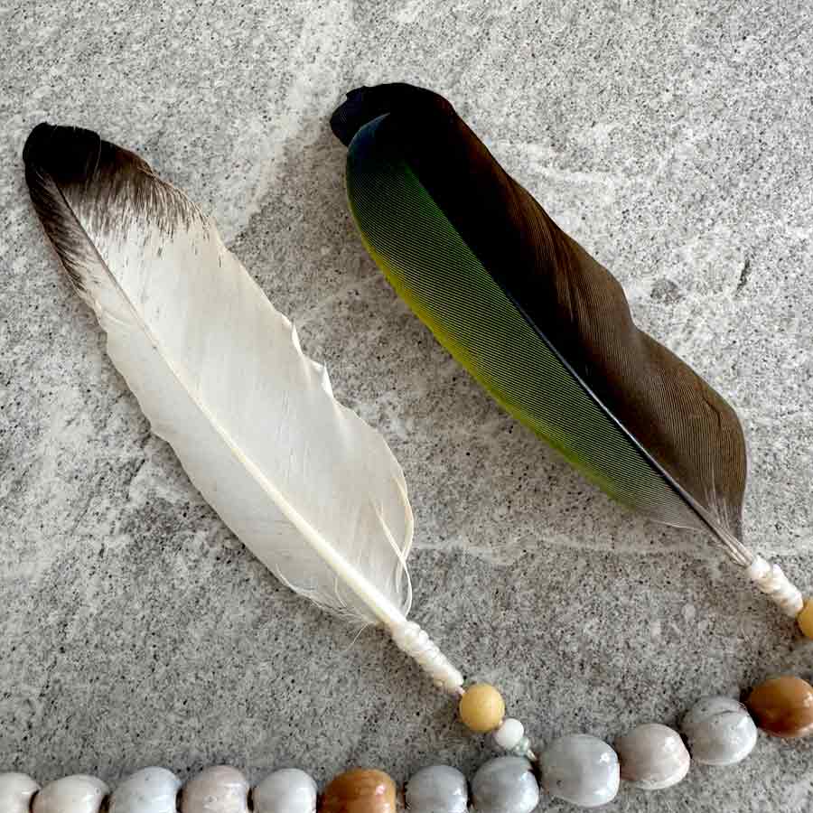 Korálky s peřím do vlasů - Amarela - Obrázek 2