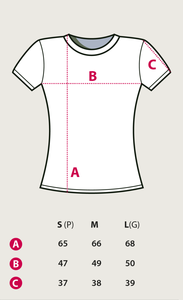 Sarava Tshirt Size chart woman